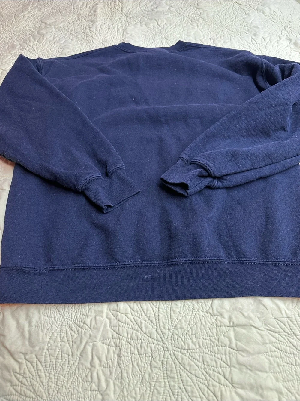 Gildan Navy Sweatshirt with Light Purple Graphic Text